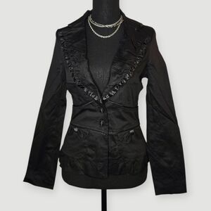 Vintage Y2k Deadstock Cute Ruffle Peplum Blazer !